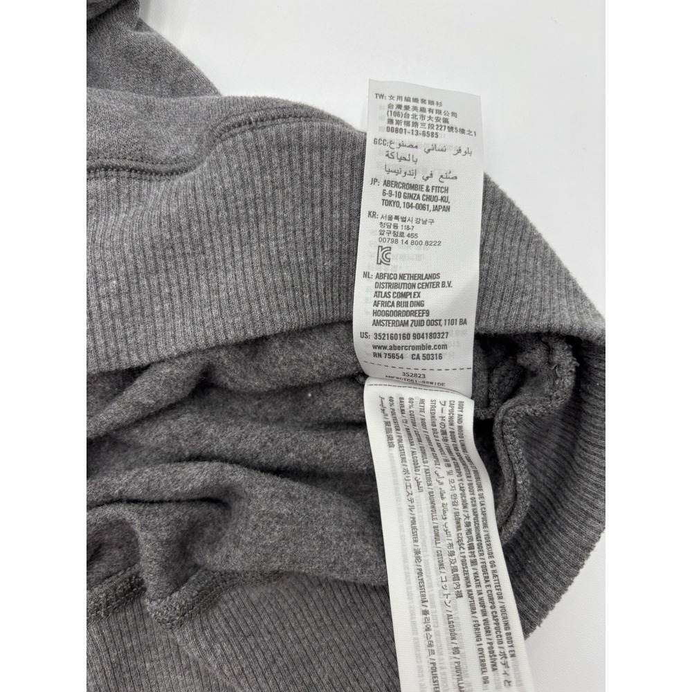 Hollister Gray Pullover Hoodie Pink Stripe Sleeve Logo Sweatshirt Medium - Picture 7 of 9